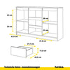 MIKEL - Kommode / Sideboard mit 3 Schubladen und 2 Türen - Weiß Matt / Wotan Eiche H75cm B120cm T35cm