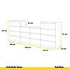 GABRIEL - Kommode / Sideboard mit 14 Schubladen (4+6+4) - Beton-Optik / Weiß Gloss H92/70cm B220cm T33cm