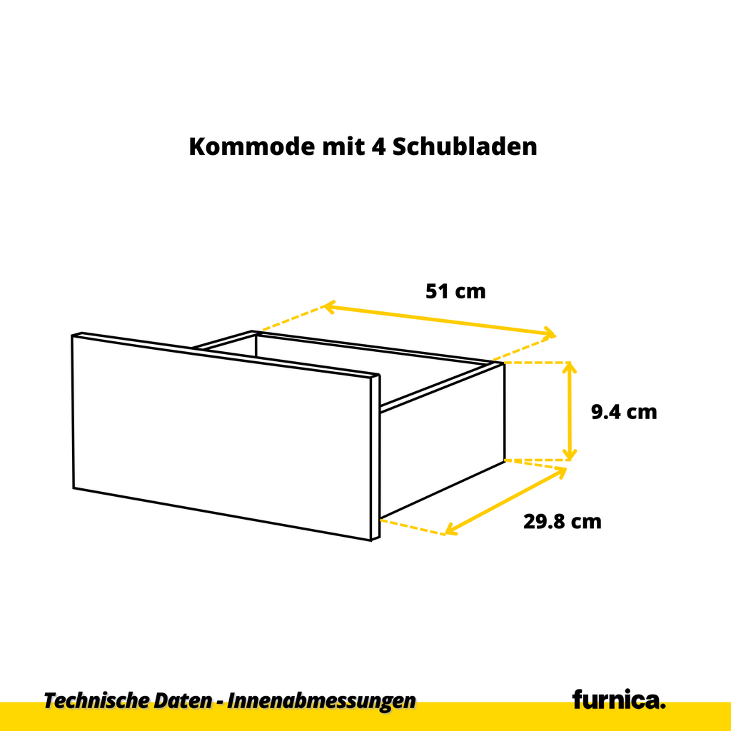 GABRIEL - Kommode / Sideboard mit 14 Schubladen (4+6+4) - Weiß Gloss H92/70cm B220cm T33cm