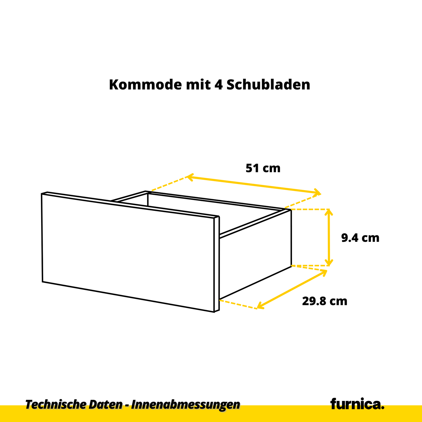 GABRIEL - Kommode / Sideboard mit 14 Schubladen (4+6+4) - Weiß Matt / Schwarz Gloss H92/70cm B220cm T33cm
