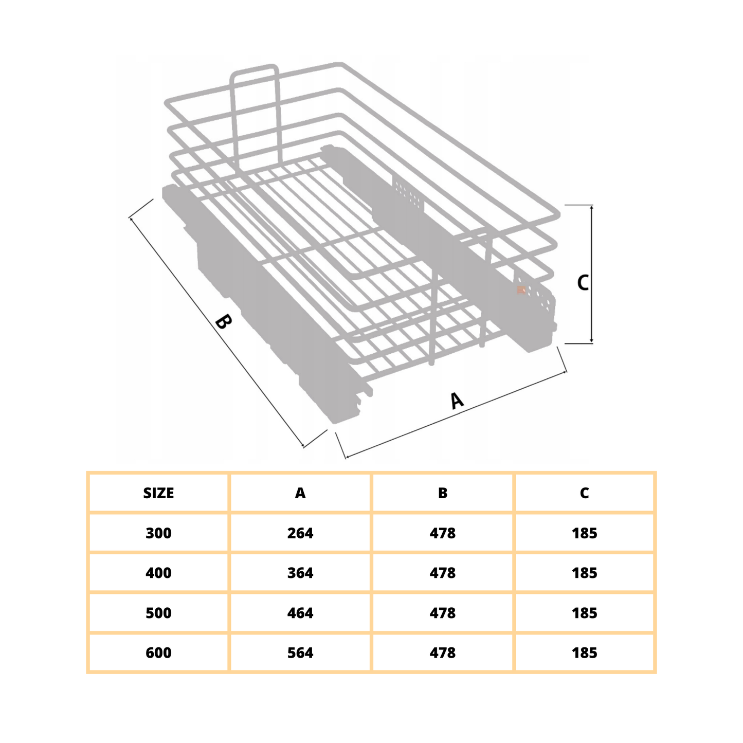 50er Ausziehkorb Korbschublade EXCLUSIVE CARGO MULTI - Grau/Graphit