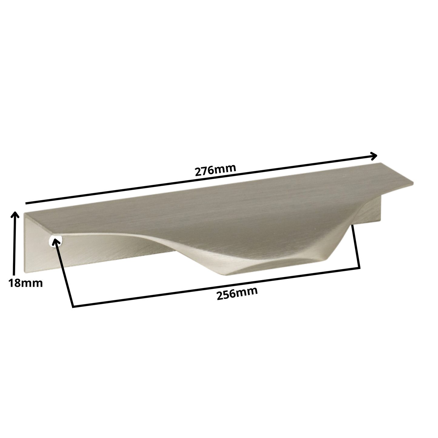 Edge Grip Rundprofil-Griff 256mm (276mm Gesamtlänge) - Gebürsteter Edelstahl