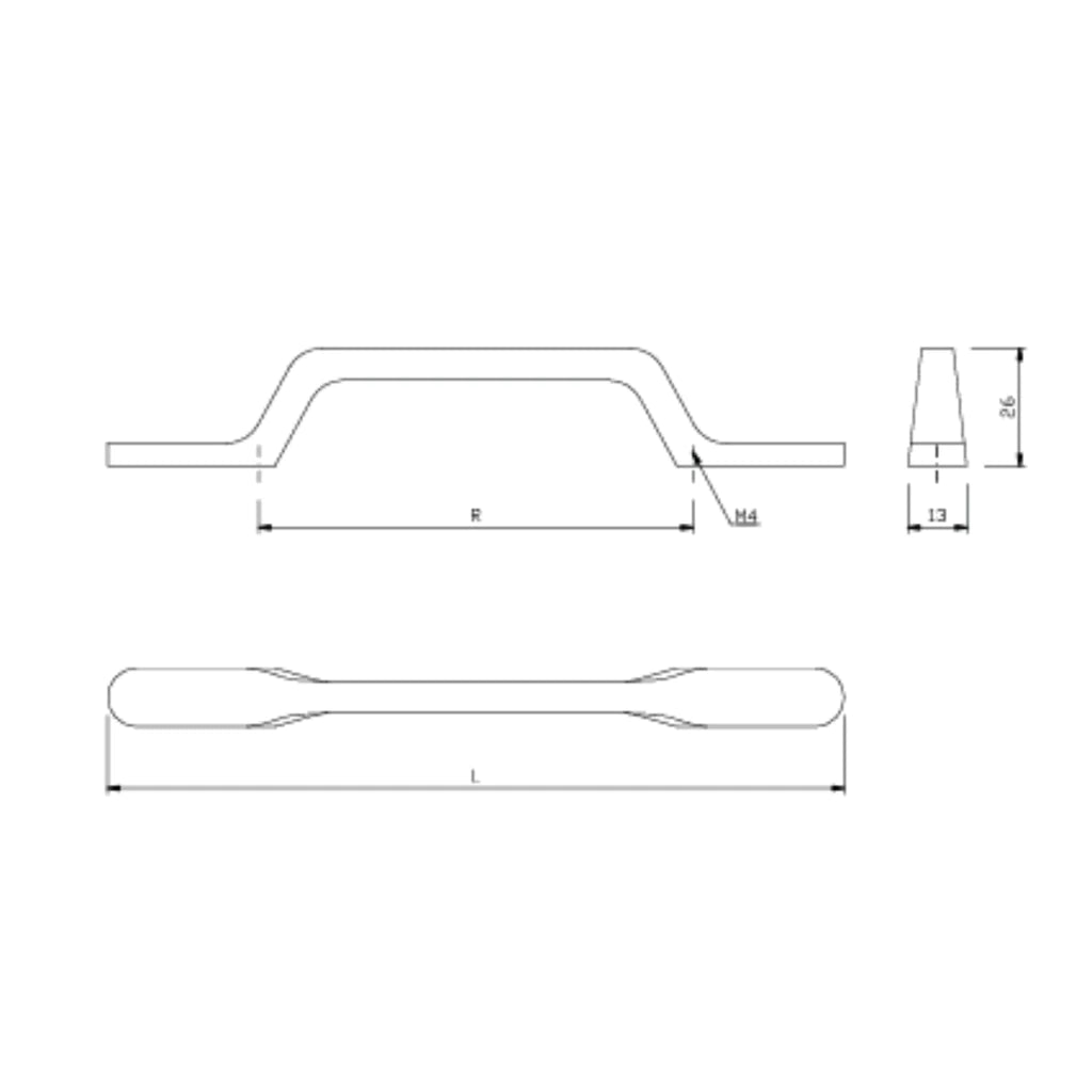 Möbelgriff 128mm U098 - Gebürsteter Stahl