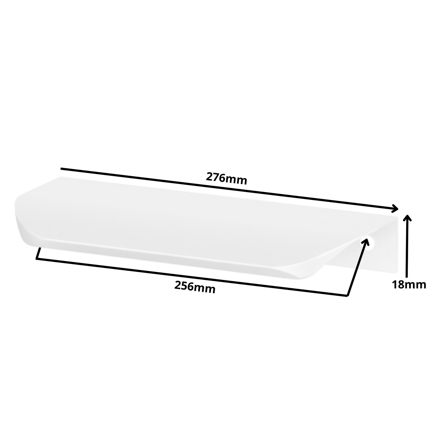 Griffleiste Kantengriff Rund 256mm (276mm Gesamtlänge) - Weiß