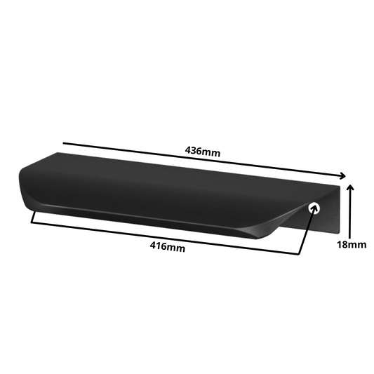 Griffleiste Kantengriff Rund 416mm (436mm Gesamtlänge) - Schwarz Matt