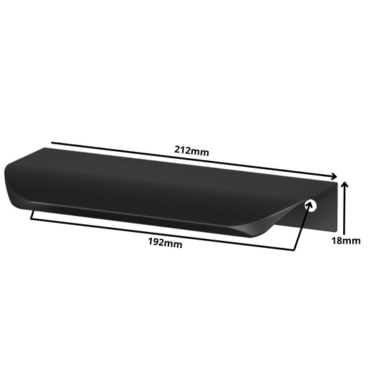Griffleiste Kantengriff Rund 192mm (212mm Gesamtlänge) - Schwarz Matt