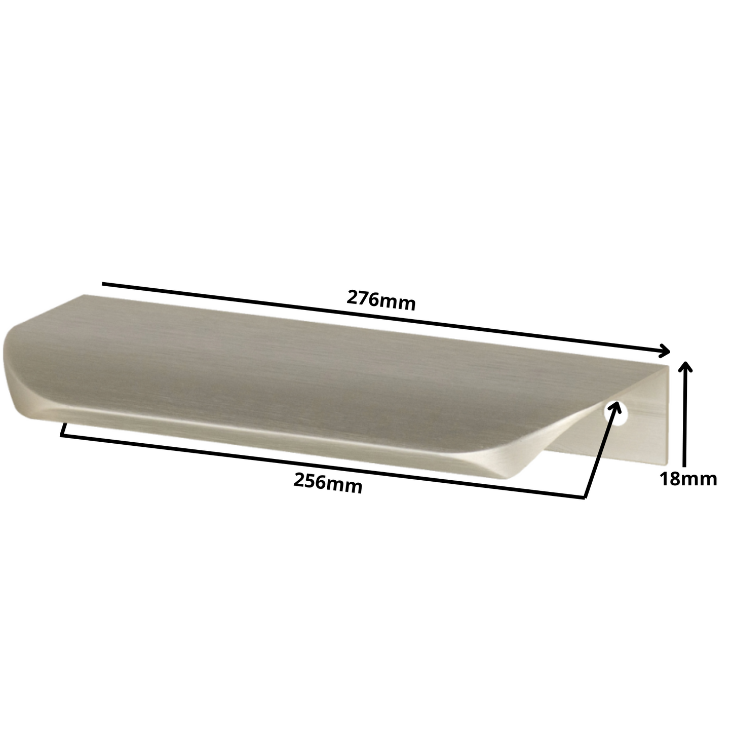 Griffleiste Kantengriff Rund 256mm (276mm Gesamtlänge) - Gebürsteter Edelstahl