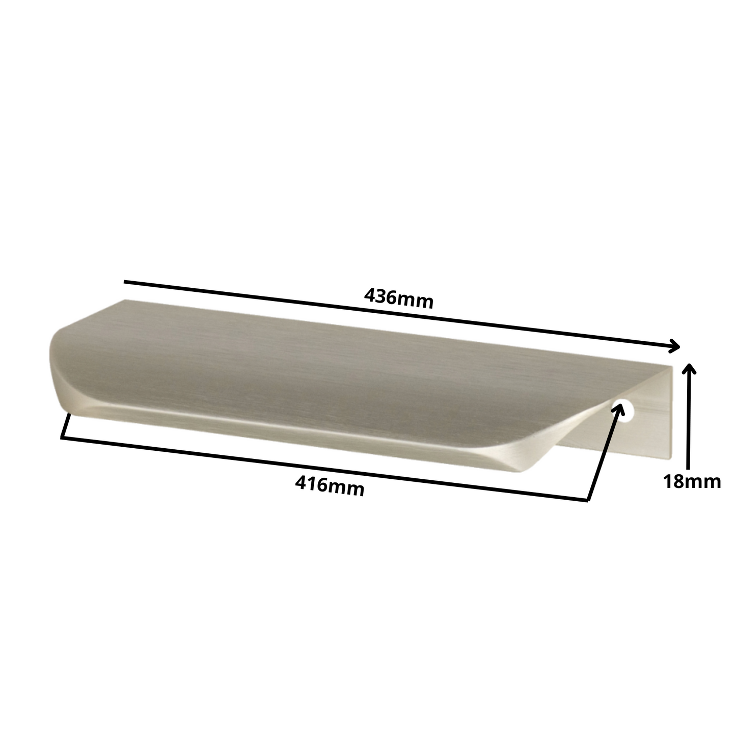 Griffleiste Kantengriff Rund 416mm (436mm Gesamtlänge) - Gebürsteter Stahl