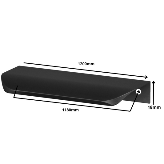 Griffleiste Kantengriff Rund 1180mm (1200mm Gesamtlänge) - Schwarz Matt