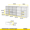 NOAH - Kommode mit 5 Schubladen und 5 Türen - Schlafzimmer Kommode Aufbewahrung Schrank Sideboard - Weiß Matt / Wotan Eiche H75cm B200cm T35cm