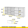 MIKEL - Kommode mit 6 Schubladen und 3 Türen - Schlafzimmer Kommode Aufbewahrung Schrank Sideboard - Beton-Optik / Wotan Eiche H75cm B200cm T35cm