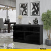 NOAH - Kommode / Sideboard mit 3 Schubladen und 3 Türen - Anthrazit Grau / Schwarz Gloss H75cm B120cm T35cm