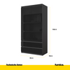 JOELLE - Kleiderschrank mit 2 Türen und 2 Schubladen -  Anthrazit / Schwarz Gloss H180cm B90cm T50cm