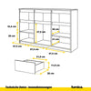 NOAH - Kommode / Sideboard mit 3 Schubladen und 3 Türen - Beton-Optik / Weiß Gloss H75cm B120cm T35cm