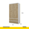 JOELLE - Kleiderschrank mit 2 Türen und 2 Schubladen - Weiß Matt / Wotan Eiche H180cm B90cm T50cm