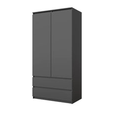 JOELLE - Kleiderschrank mit 2 Türen und 2 Schubladen -  Anthrazit H180cm B90cm T50cm