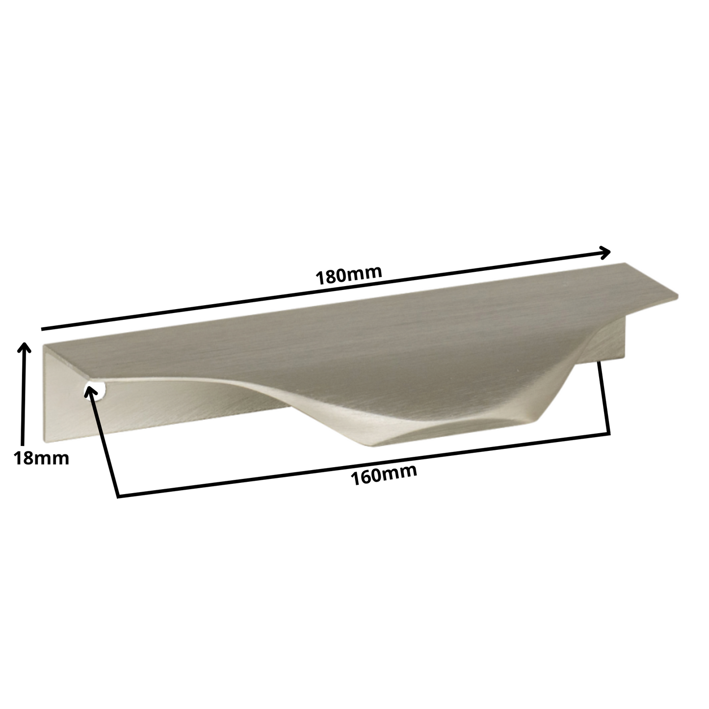 Edge Grip Rundprofil-Griff 160mm (180mm Gesamtlänge) - Gebürsteter Edelstahl