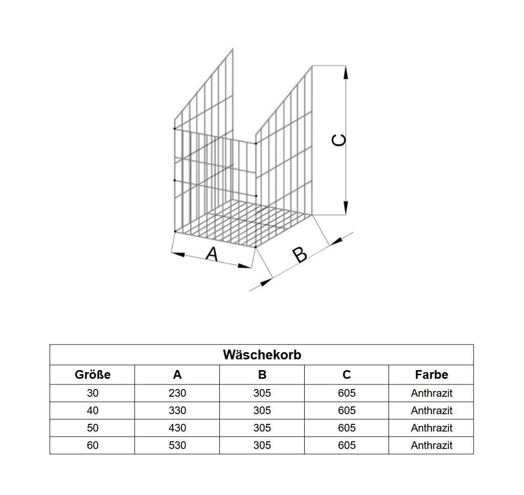 Faltbarer Wäschekorb 40cm - Anthrazit