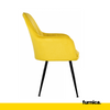 AMEDEO - Esszimmer-/Bürostuhl aus gestepptem Velours-Samt mit schwarzen Chrombeinen - Gelb