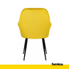 AMEDEO - Esszimmer-/Bürostuhl aus gestepptem Velours-Samt mit schwarzen Chrombeinen - Gelb