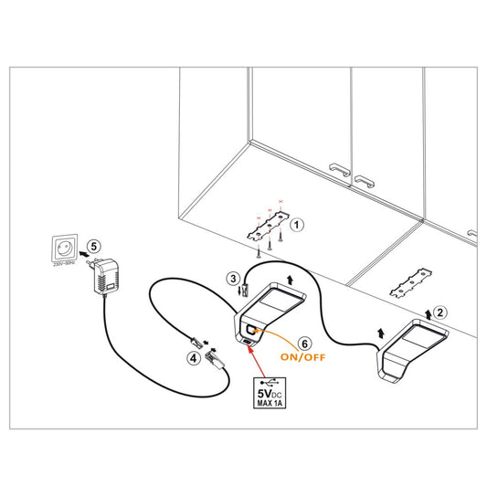 3 Wandhängeschrank LED Lampen + Netzteil (F03) Furnica
