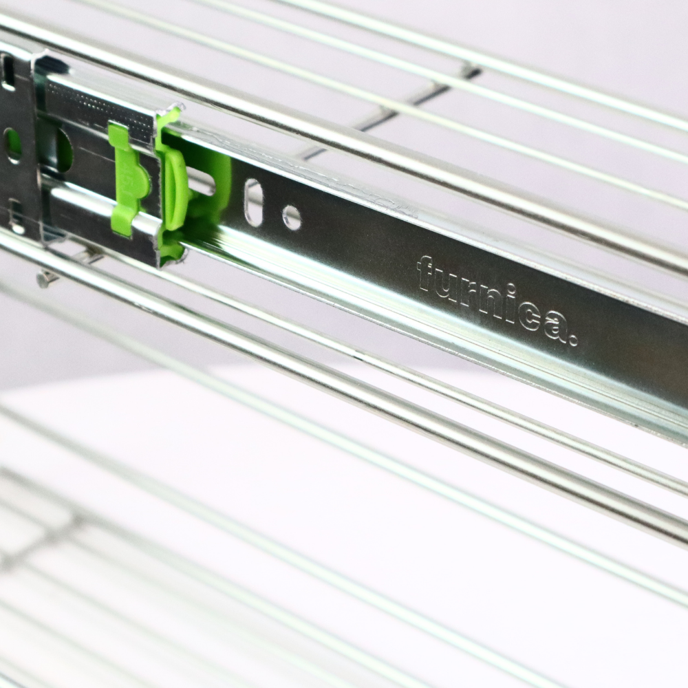 30er Soft-Close Seitenauszug, Drahtkorb für Küchenschränke - 3 Einlegeböden - Chrom