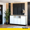 CALVIN – TV-Schrank mit 4 Türen – Wohnzimmer Sideboard - Sonoma Eiche / Weiß Matt H80cm B140cm T35cm