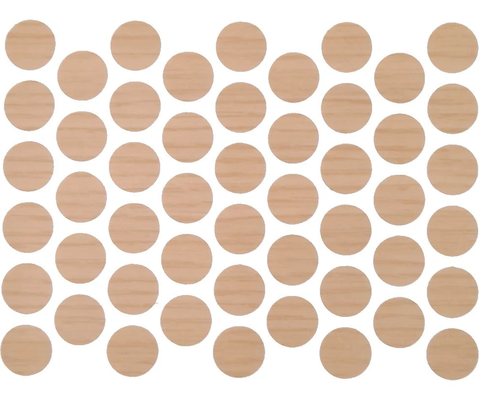 Schraubabdeckkappen Selbstklebend - Eiche geriffelt 14mm