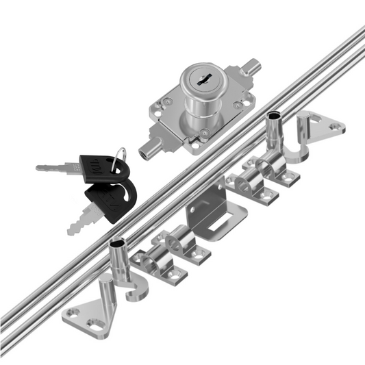 Ausziehbares Stangenschloss 19x22mm, 2 Stäbe L-1000mm, Chrom