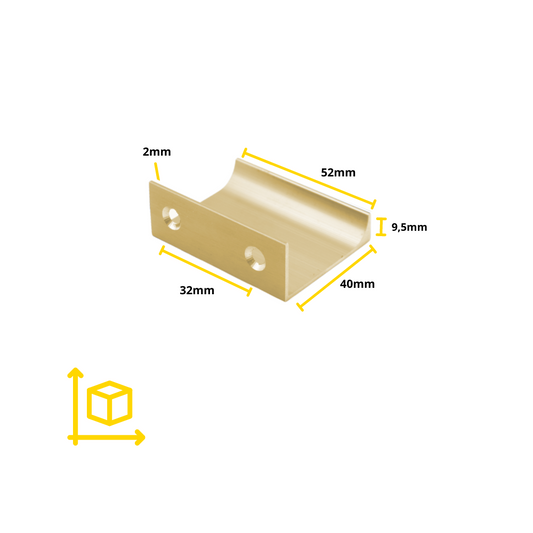 Griffleiste Kantengriff 32mm (52mm Gesamtlänge) - Gold