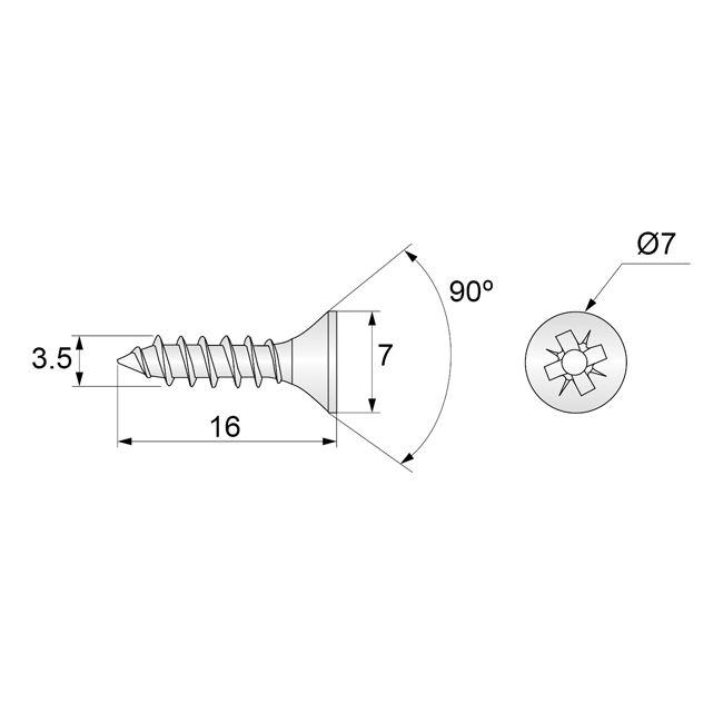 Holzschrauben PZ2 3.5x16mm Weißer Zink (1000 stk.)