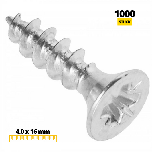 Holzschrauben PZ2 4.0x16mm Weißer Zink (1000 stk.)