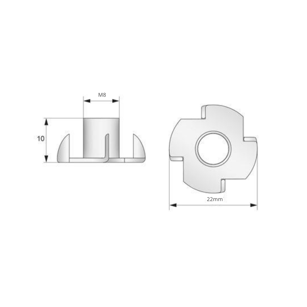Einschlagmuttern M8 - Verzinkter Stahl 1000 Stck.