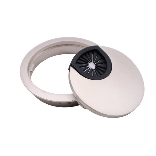 Metall-Kabeldurchführung mit Gummiloch - Satin Ø60mm