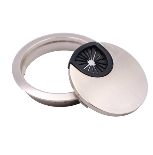 Metall-Kabeldurchführung mit Gummiloch - Gebürsteter Stahl Ø60mm