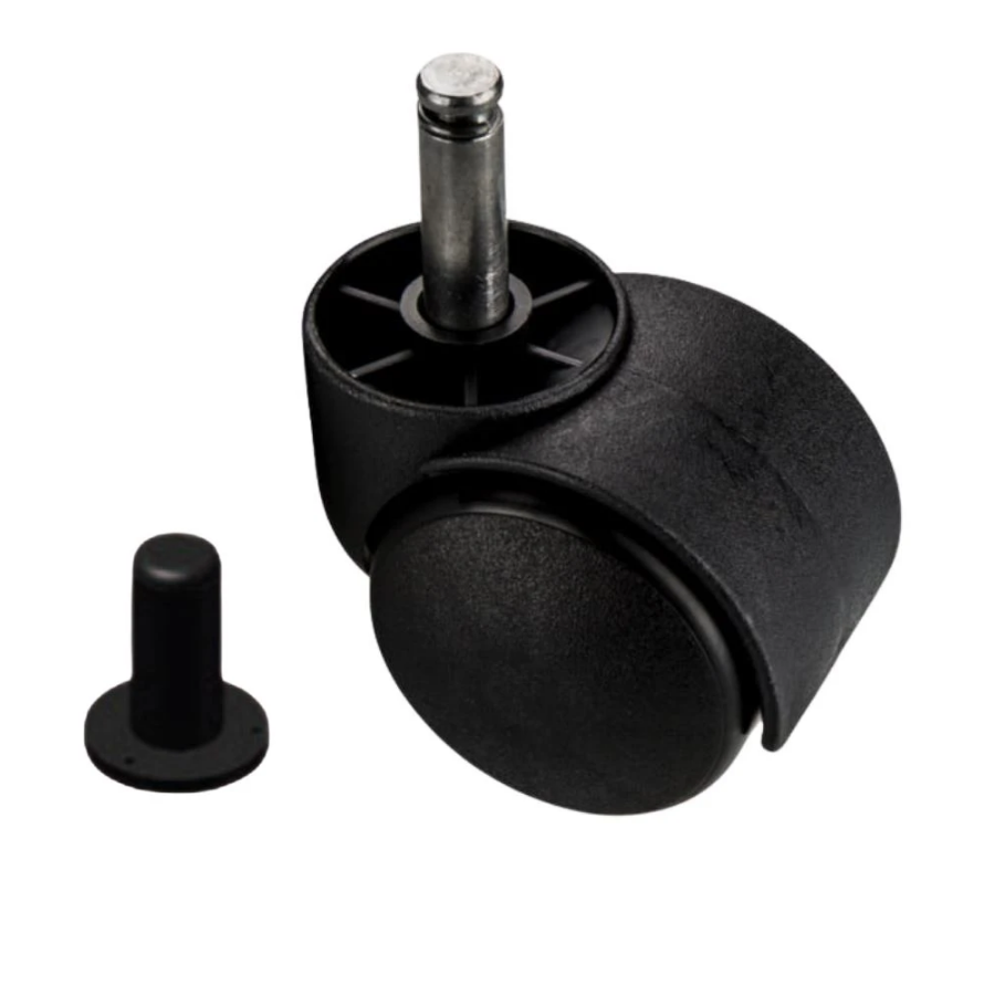 Möbelschwenkrad aus Kunststoff mit Montagestift 8mm und Hülse - Ø40mm