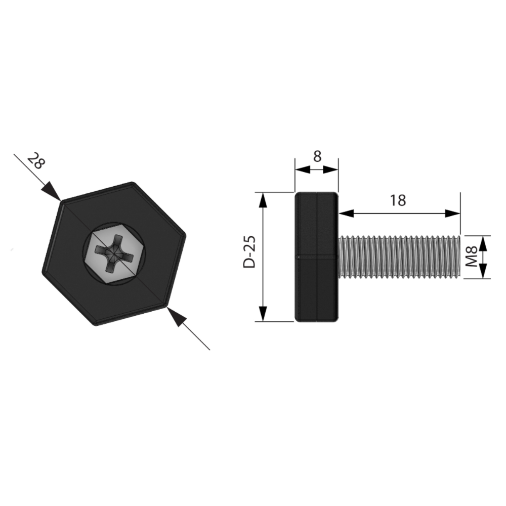 Niveauregler, M8, Schwarz