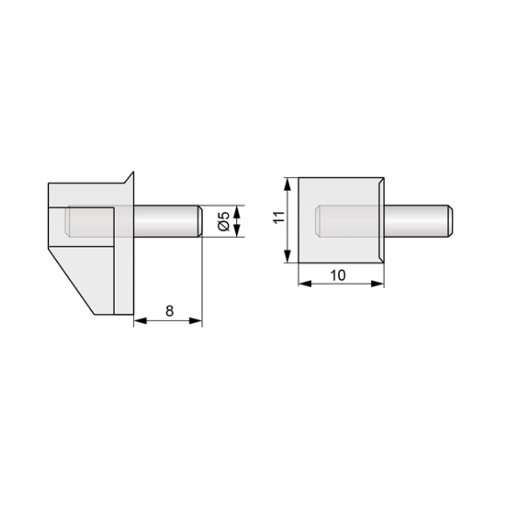 Regalbodenträger Metall-Kunststoff 5mm - 100 Stk.