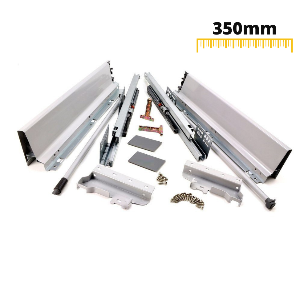 Soft-Close Schubladensystem, MITTEL, H: 142mm, Grau 350mm