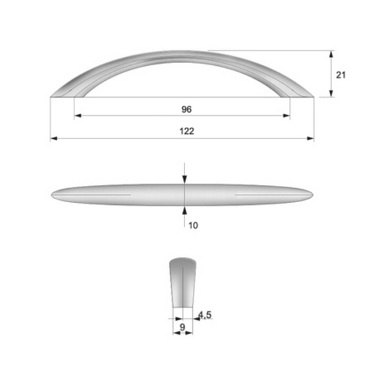 Möbelgriff 96mm UZ04 - Aluminium