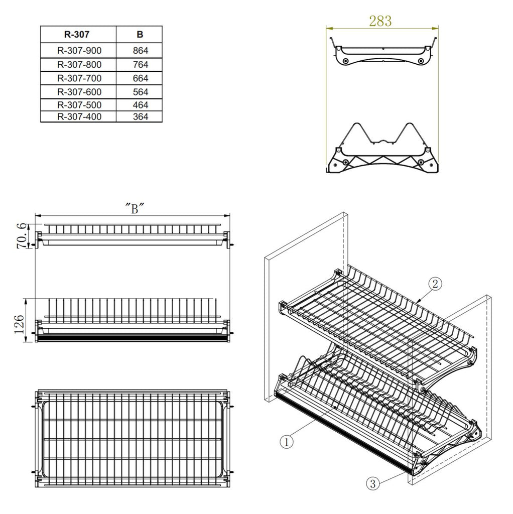 Abtropfgestell Für Wandschrank Chrom - 800mm