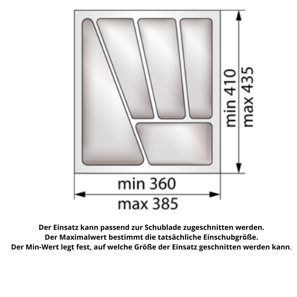 Besteckeinsatz für Schublade, Korpusbreite: 450mm, Tiefe: 430mm - Metallic Furnica