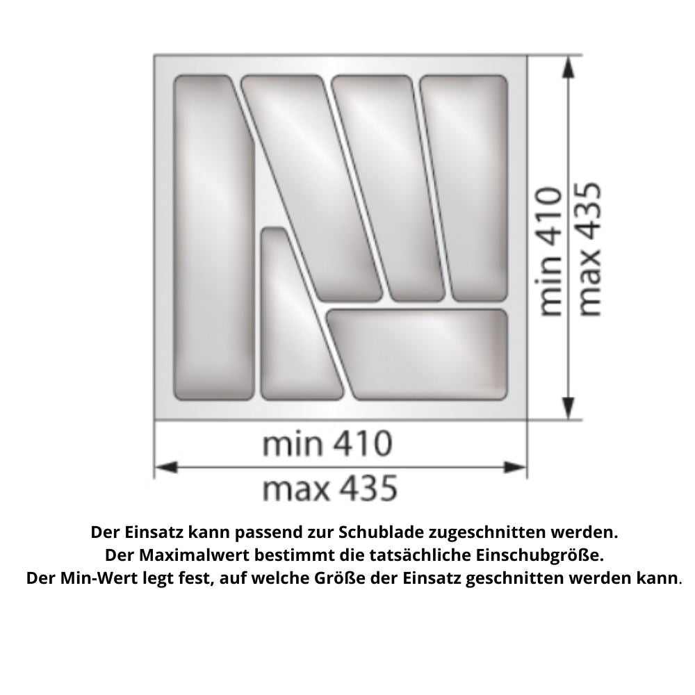 Besteckeinsatz für Schublade, Korpusbreite: 500mm, Tiefe: 430mm - Weiß Furnica
