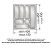Besteckeinsatz für Schublade, Korpusbreite: 500mm, Tiefe: 490mm - Metallic