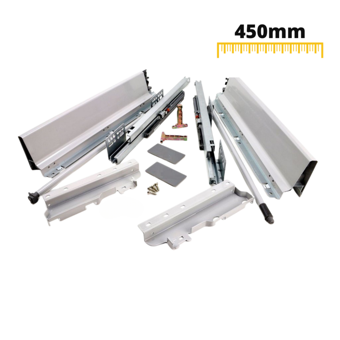 1 Satz Soft-Close Schubladensystem, HOCH, H: 185mm, Grau