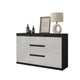 MIKEL - Kommode / Sideboard mit 3 Schubladen und 2 Türen - Anthrazit Grau / Weiß Gloss H75cm B120cm T35cm