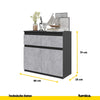 NOAH - Kommode / Sideboard mit 2 Schubladen und 2 Türen - Anthrazit Grau / Beton-Optik H75cm B80cm T35cm