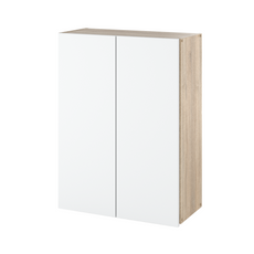 EMILY Badezimmerschrank mit Türen und Einlegeböden - Sonoma Eiche / Weiß Matt H80cm B60cm T30cm