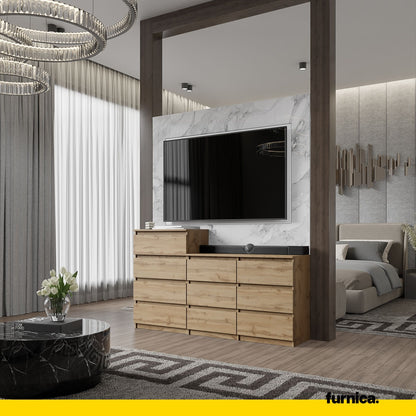 GABRIEL - Kommode / Sideboard mit 10 Schubladen (6+4) - Wotan Eiche H92/70cm B160cm T33cm
