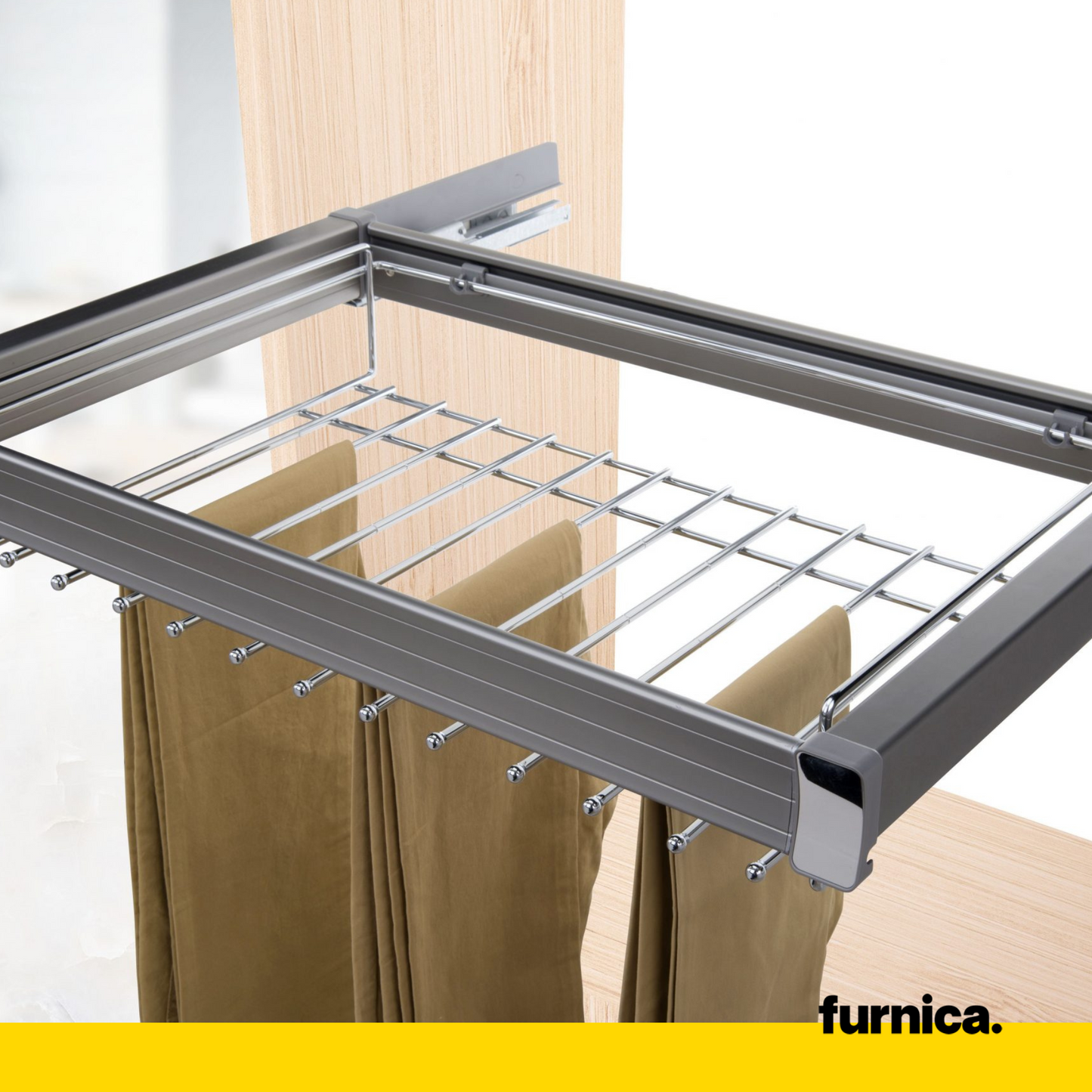 Ausziehbarer Hosenbügel 2 für 60-cm-Schrank Soft-Close - Einzelner Fachboden - Grau